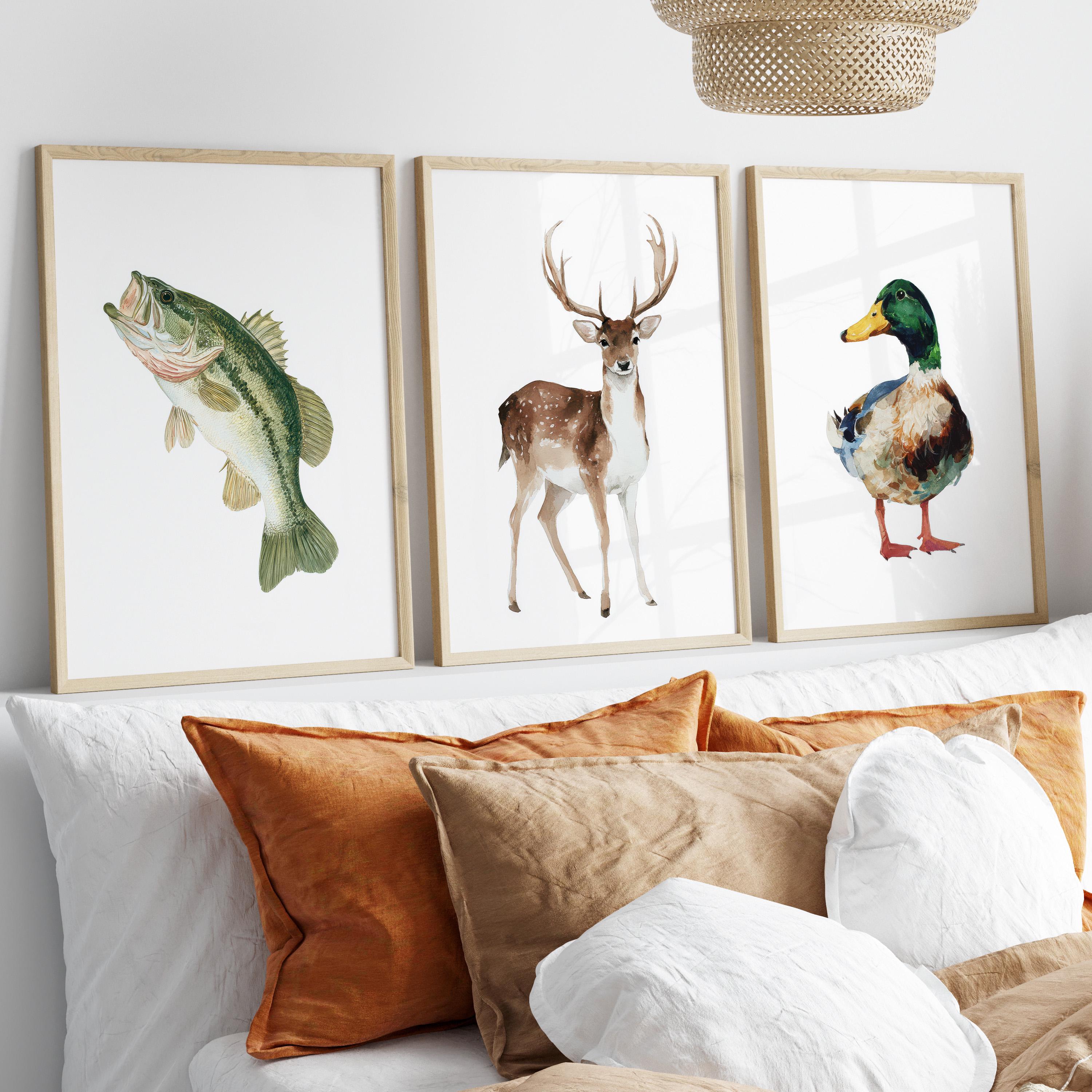 Outdoor Hunting Paintings - Watercolor Hunting and Fishing Art Poster