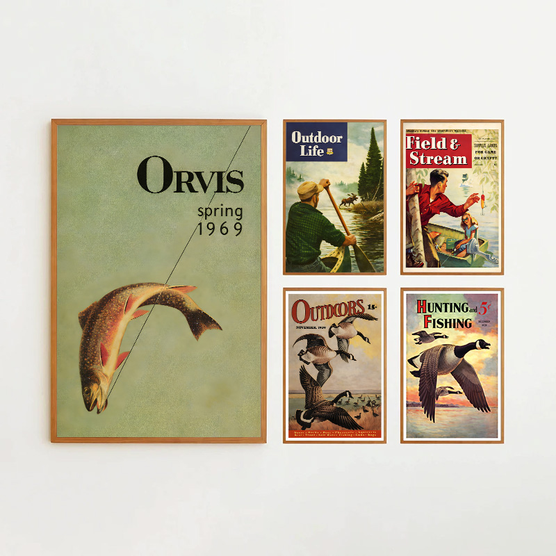 Outdoor Hunting Paintings - Vintage American Outdoor Hunting Poster Canvas