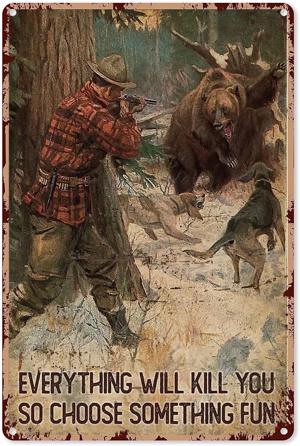 Hunting Bear Metal Tin Sign,Ev – Outdoor Hunting Paintings recenzja i cena