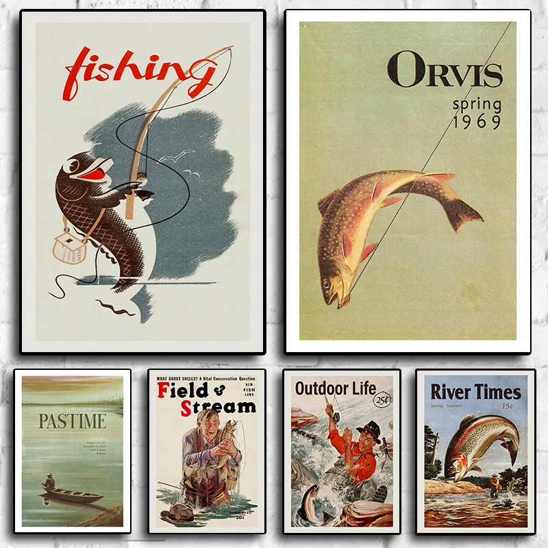Vintage Fly Fishing Canvas Pri – Outdoor Hunting Paintings recenzja i cena