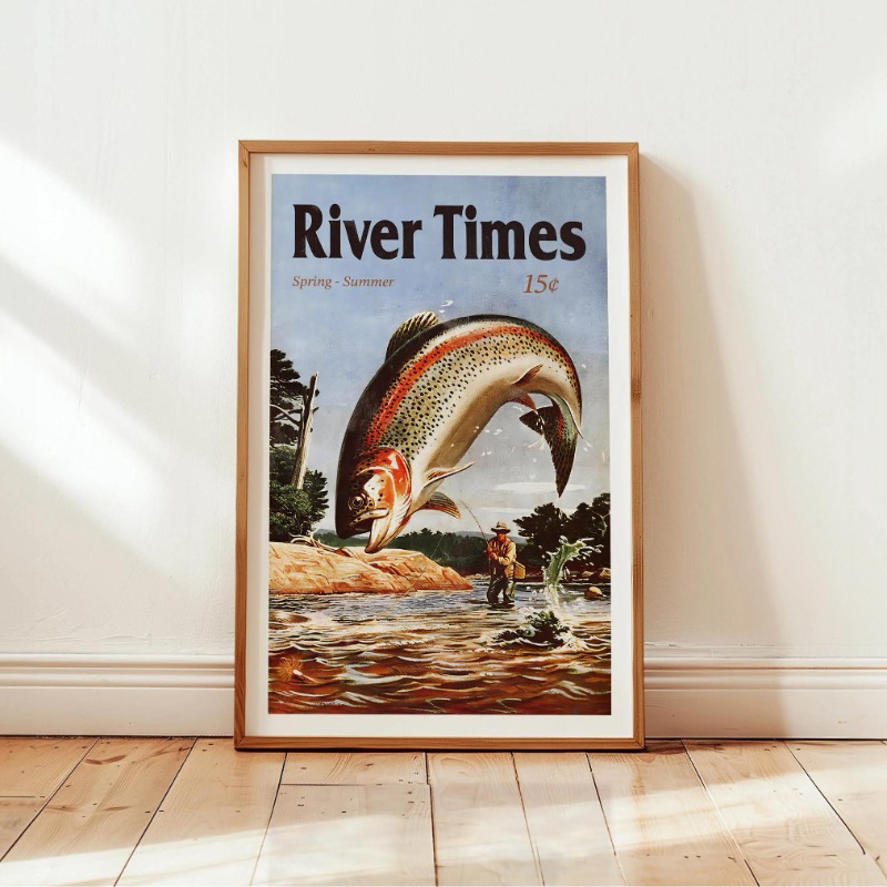 Vintage Fly Fishing Canvas Pri – Outdoor Hunting Paintings recenzja i cena