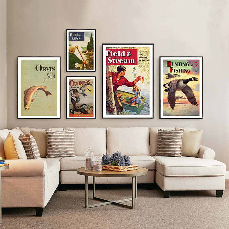 Vintage Colorful Fishing Poste – Outdoor Hunting Paintings recenzja i cena