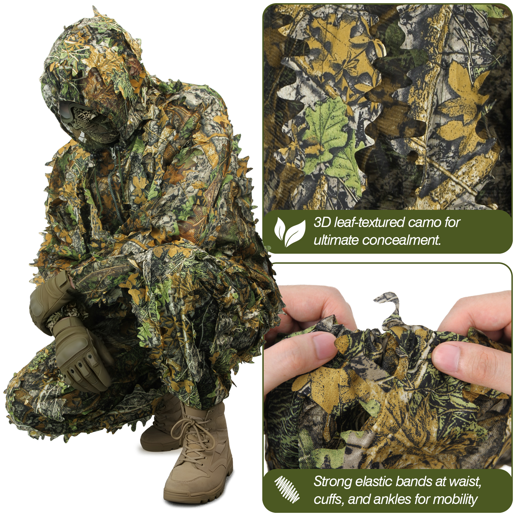 3D Camo Leaf Ghillie Suit Brea – Hunting Outdoor Watch recenzja i cena