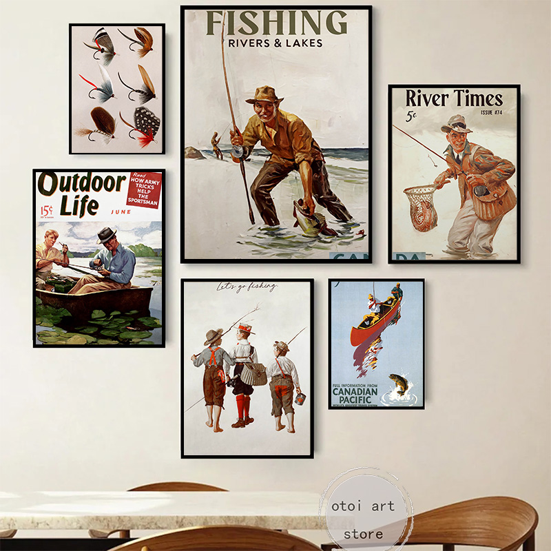 Vintage Fishing Retro Travel O – Outdoor Hunting Paintings recenzja i cena