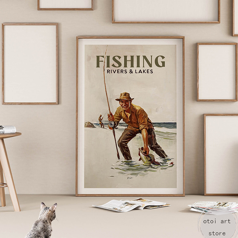 Vintage Fishing Retro Travel O – Outdoor Hunting Paintings recenzja i cena