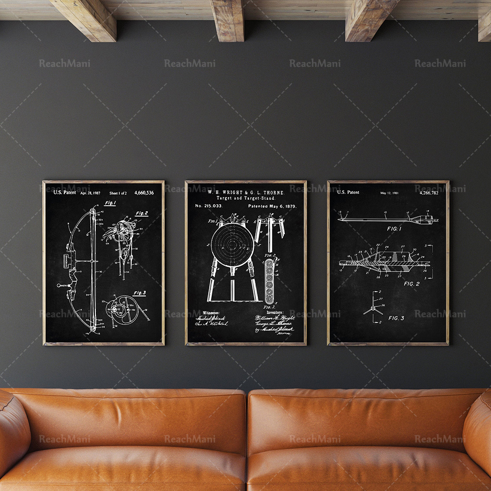 Archery Patent Set Of 3, Bow P – Outdoor Hunting Paintings recenzja i cena